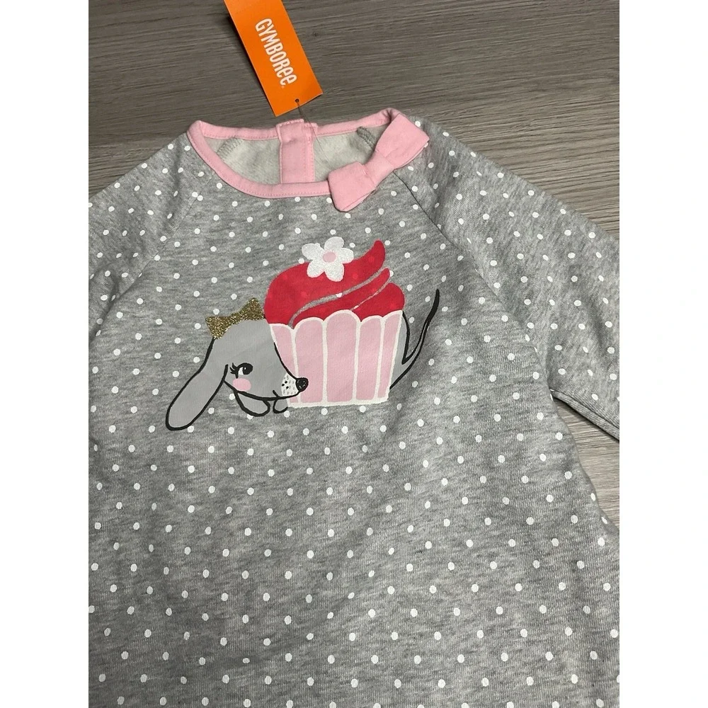 Gymboree Mix N Match Polka Dot Puppy Cupcake Fleece Lined Dress Size 3T NWT‎